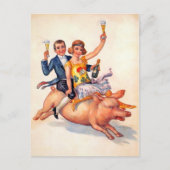  Drink Paar Riding Pig Briefkaart (Voorkant)