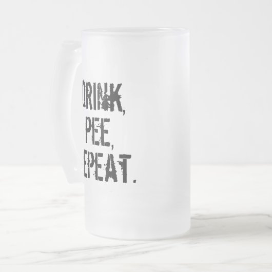 Drink Pee Herhalen Matglas Bierpul (Voorkant links)