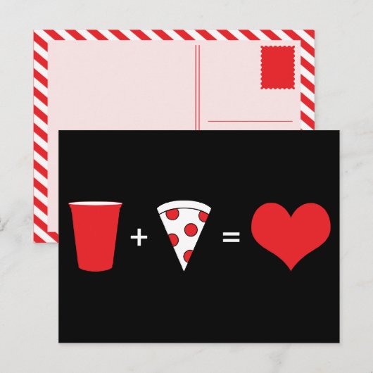 drink + pizza = liefde briefkaart (Voorkant / Achterkant)