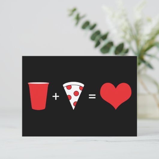 drink + pizza = liefde kaart (Staand voorkant)