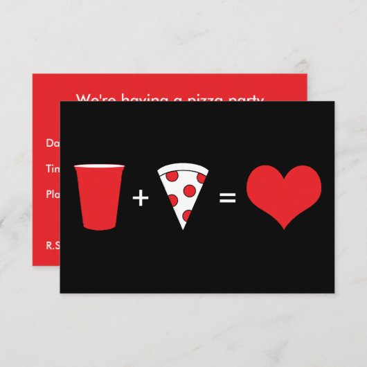 drink + pizza = liefde kaart (Voorkant / Achterkant)