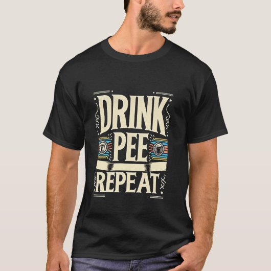 Drink Plas Herhaal Feest Dronken Tip ----- T-shirt (Voorkant)