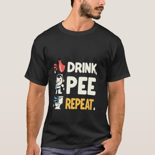 Drink Plas Herhaal Feest Dronken Tip - T-shirt (Voorkant)