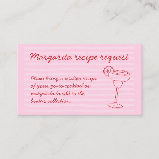 Drink Recept Aanvraag Breng Favoriete Margarita Informatiekaartje (Voorkant)