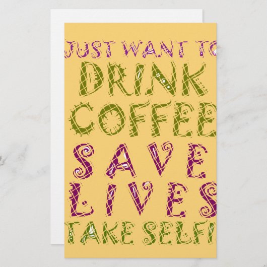 Drink redt levens en neemt selfies Briefpapier (Voorkant / Achterkant)