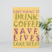 Drink redt levens en neemt selfies Briefpapier (Staand voorkant)