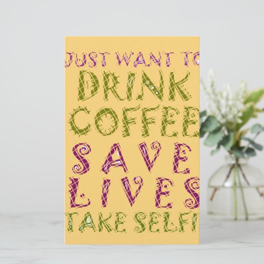 Drink redt levens en neemt selfies Briefpapier (Staand voorkant)