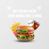 Drink Restaurant met Deluxe Burger Fries aanpassen Raamsticker (Vel)