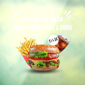 Drink Restaurant met Deluxe Burger Fries aanpassen Raamsticker (Vel 3)