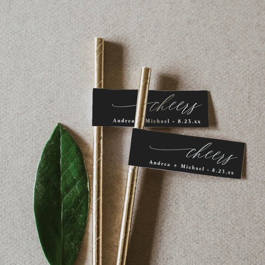 Drink rietriem Label Vlag Modern Romantic Wedding