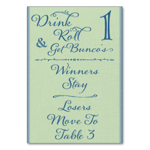 Drink, rol en haal Bunco's Table Card #1 Kaart