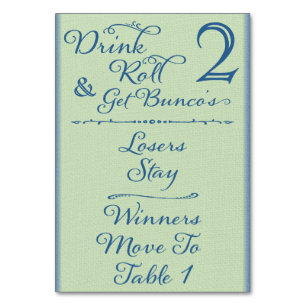 Drink, rol en haal Bunco's Table Card #2 Kaart