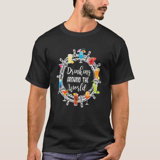 Drink rond de kruising van de wereld van de Liefde T-shirt (Voorkant)