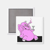 "Drink roze olifant" koelkastmagneet VIERKANT Magneet (Voorkant / Achterkant)