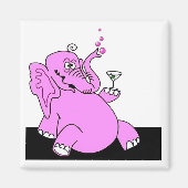 "Drink roze olifant" koelkastmagneet VIERKANT Magneet (Voorkant)
