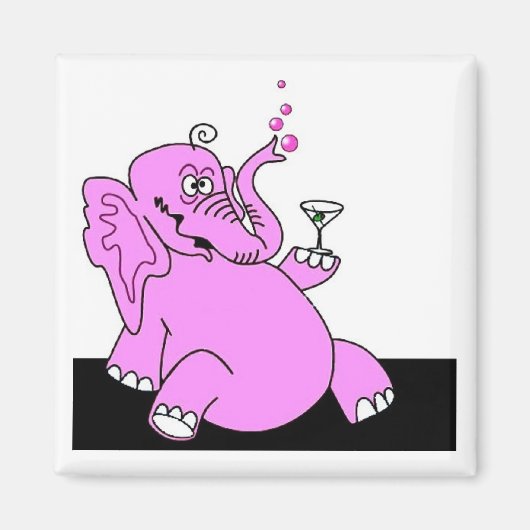 "Drink roze olifant" koelkastmagneet VIERKANT Magneet (Voorkant)