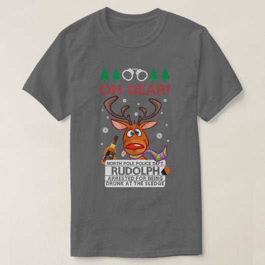 Drink Rudolph Reindeer Ugly KerstSweater Prem T-shirt (Design voorkant)