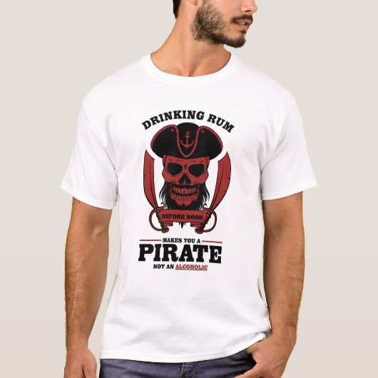 Drink rum maakt je een piraat t-shirt (Voorkant)