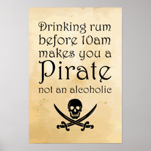 Drink Rum - Pirate Quote Poster - Parchment