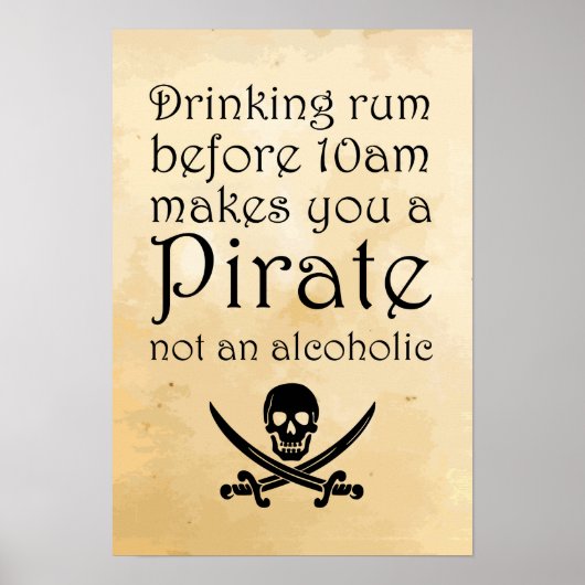 Drink Rum - Pirate Quote Poster - Parchment (Voorkant)