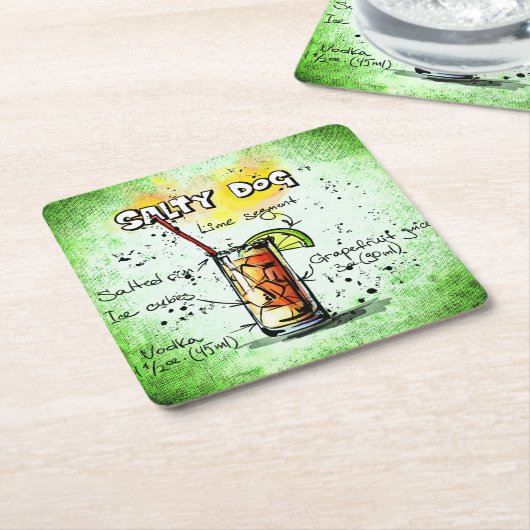 Drink Salty Dog Recipe Kartonnen Onderzetters (Schuin)
