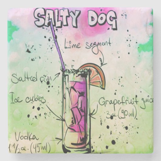 Drink Salty Dog Recipe Stenen Onderzetter (Voorkant)