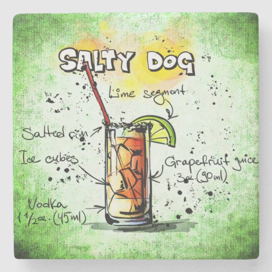 Drink Salty Dog Recipe Stenen Onderzetter (Voorkant)