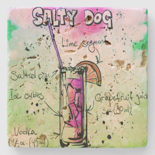 Drink Salty Dog Recipe Stenen Onderzetter (Voorkant)