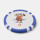 Drink Santa blauw 10 gestreepte pokerchip (Enkel)