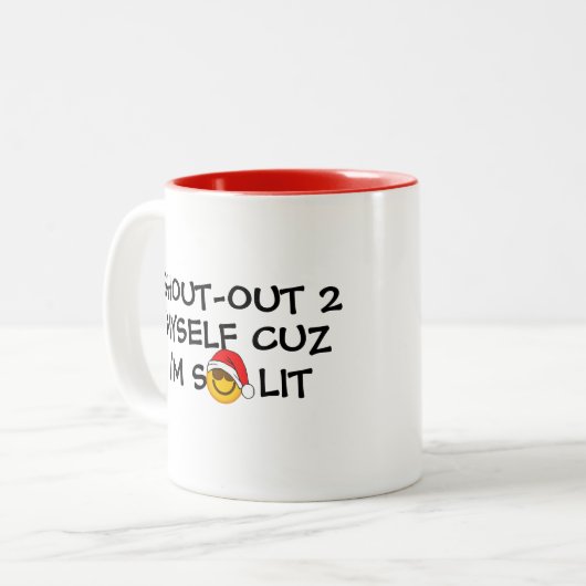 Drink Santa Emoji Coffee Mok - Cool Lit Two Tone (Voorkant links)