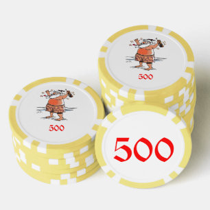 Drink Santa geel 500 gestreepte pokerchip