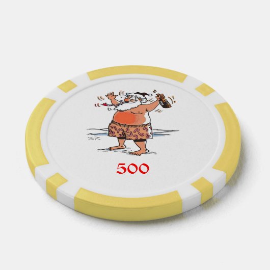 Drink Santa geel 500 gestreepte pokerchip (Enkel)