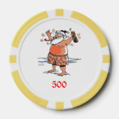 Drink Santa geel 500 gestreepte pokerchip (Voorkant)
