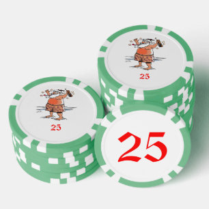 Drink Santa green 25 gestreepte pokerchip