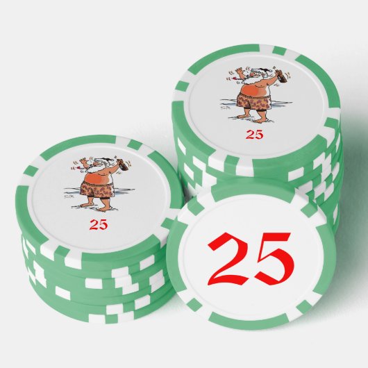 Drink Santa green 25 gestreepte pokerchip (Opstapeling)