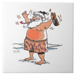 Drink Santa grote keramische tegel Tegeltje