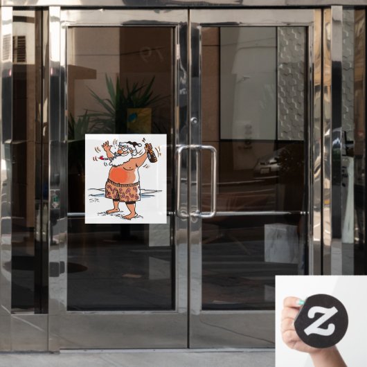 Drink Santa grote raam klampen voorste stok Raamsticker (Kantoordeur)