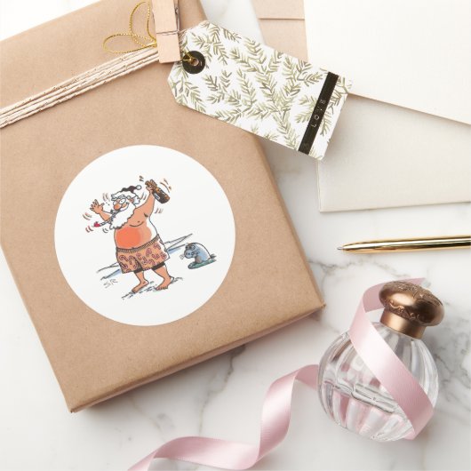 Drink Santa Grote-ronde stickers (Geschenken)
