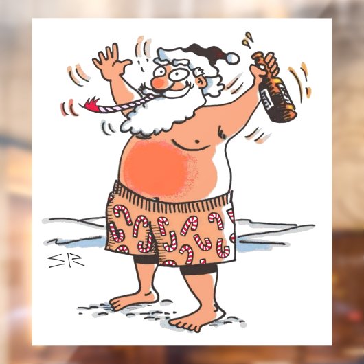 Drink Santa grote venster cling back stick Raamsticker (Vel 2)