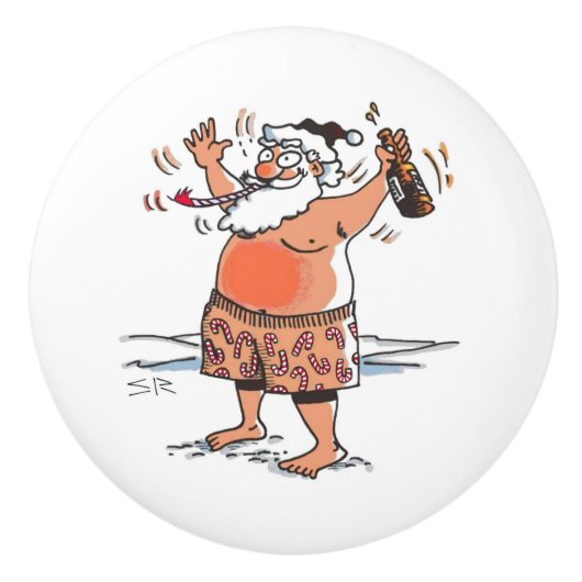 Drink Santa keramische knop (Voorkant)