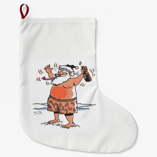 Drink Santa Kerstmis kous groot Grote Kerstsok (Voorkant)