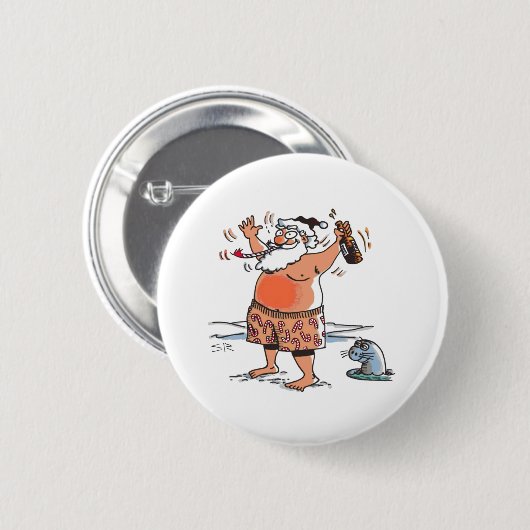 Drink Santa-knop met zegel Ronde Button 5,7 Cm (Voorkant /achterkant)
