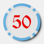 Drink Santa licht blauw 50 gestreepte pokerchip (Achterkant)