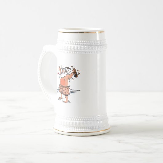 Drink Santa stein gouden sierlijst Bierpul (Voorkant links)