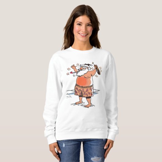 Drink Santa vrouwen witte sweatshirt (Voorkant volledig)