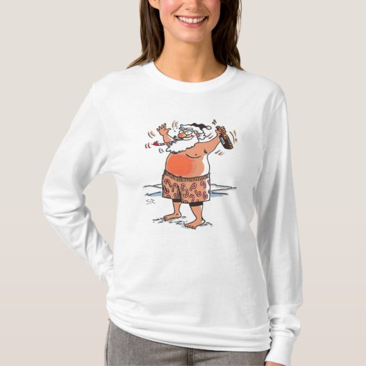 Drink Santa vrouwen witte T-shirt met lange mouwen (Voorkant)