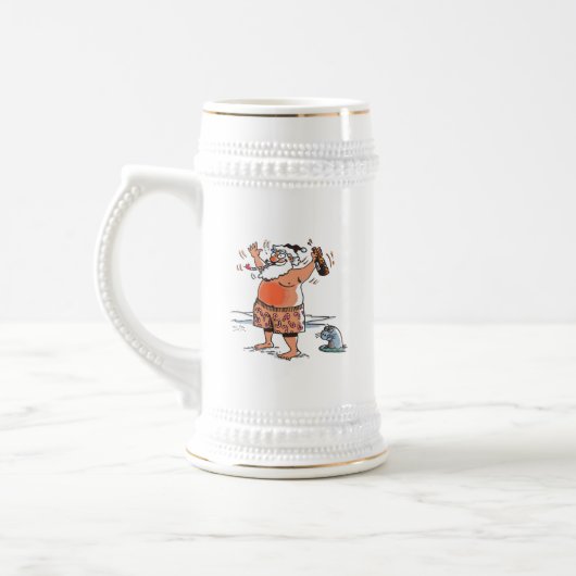 Drink Santa w seal stein gouden sierlijst Bierpul (Links)