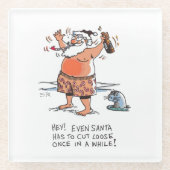 Drink Santa w seal wit glas onderzetter (Voorkant)