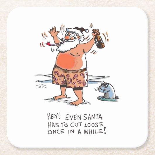 Drink Santa w tekst papier onderzetters (Voorkant)