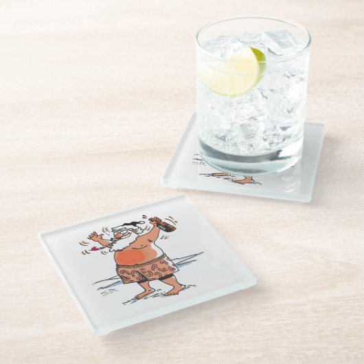 Drink Santa White glass onderzetter (Schuin)